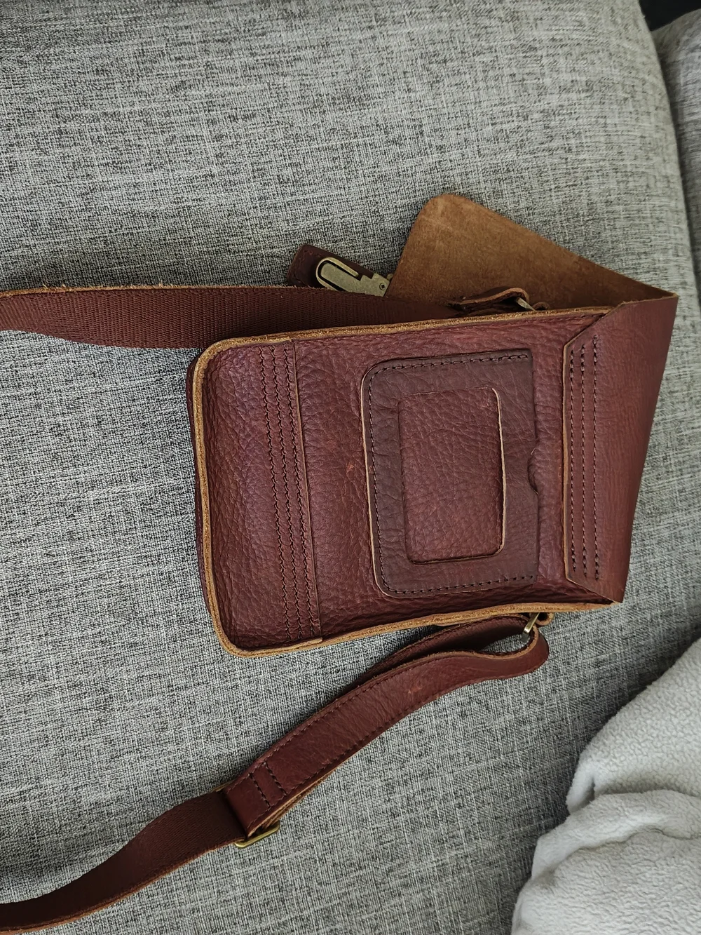 DR. MARTENS  Buckle-Front Brown Leather Crossbody Bag